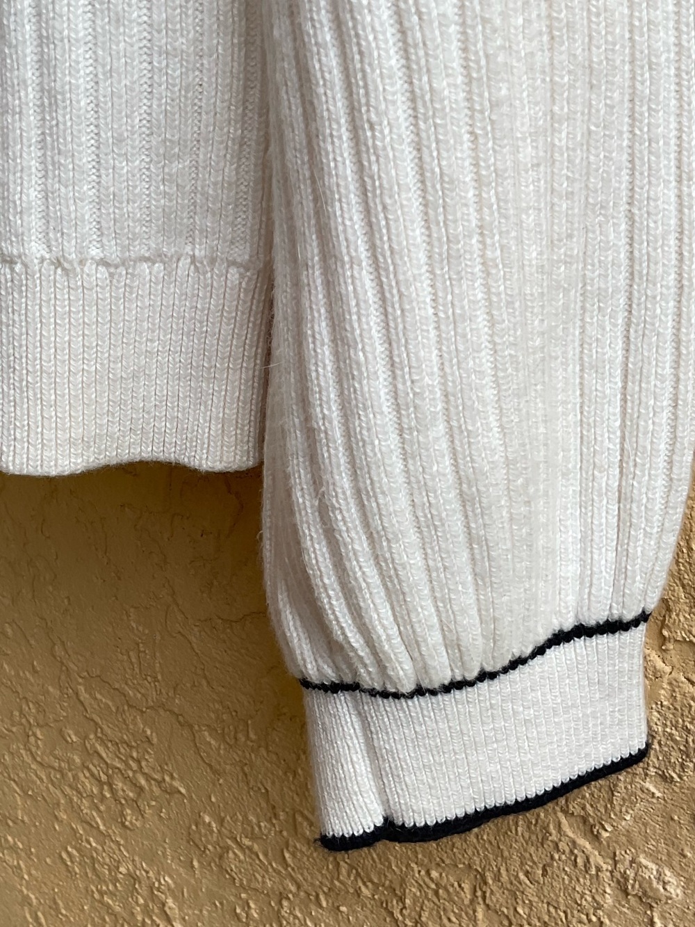 Talbots Ivory Pearl Button V-Neck cardigan W/ Black Stripe Trim SZ LP - Picture 12 of 16